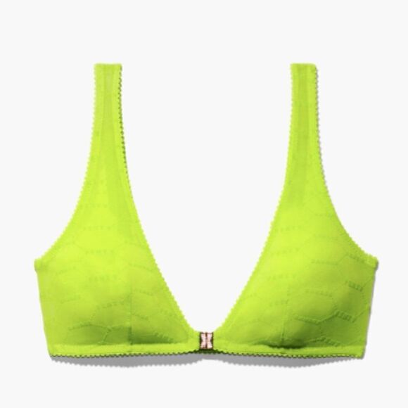 Savage X Fenty Size Small Flocked Logo Bralette Acid Green NWT - Picture 2 of 11